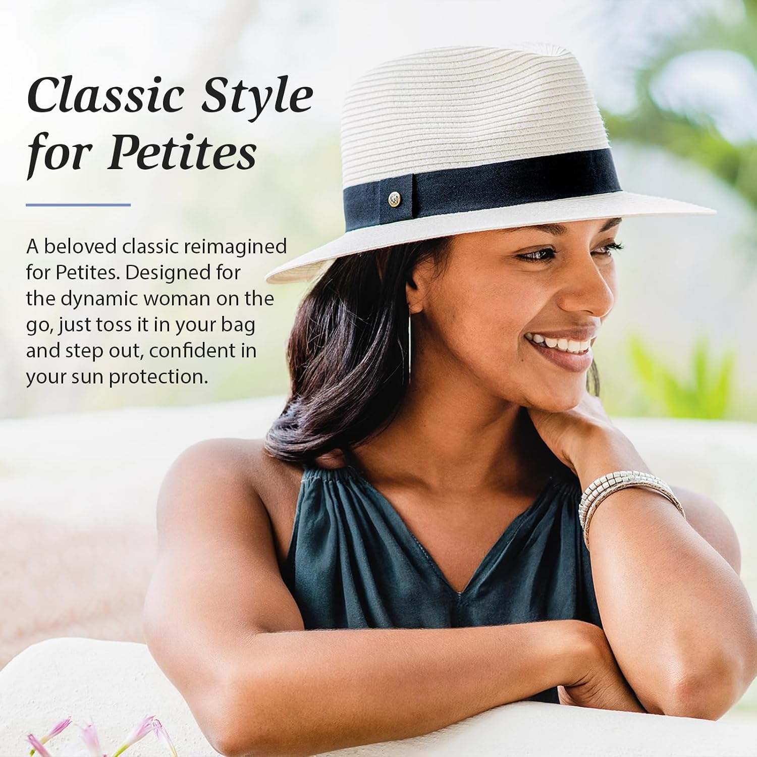 Women's Beach Fedora, Petite, Packable, UPF 50+, Adjustable