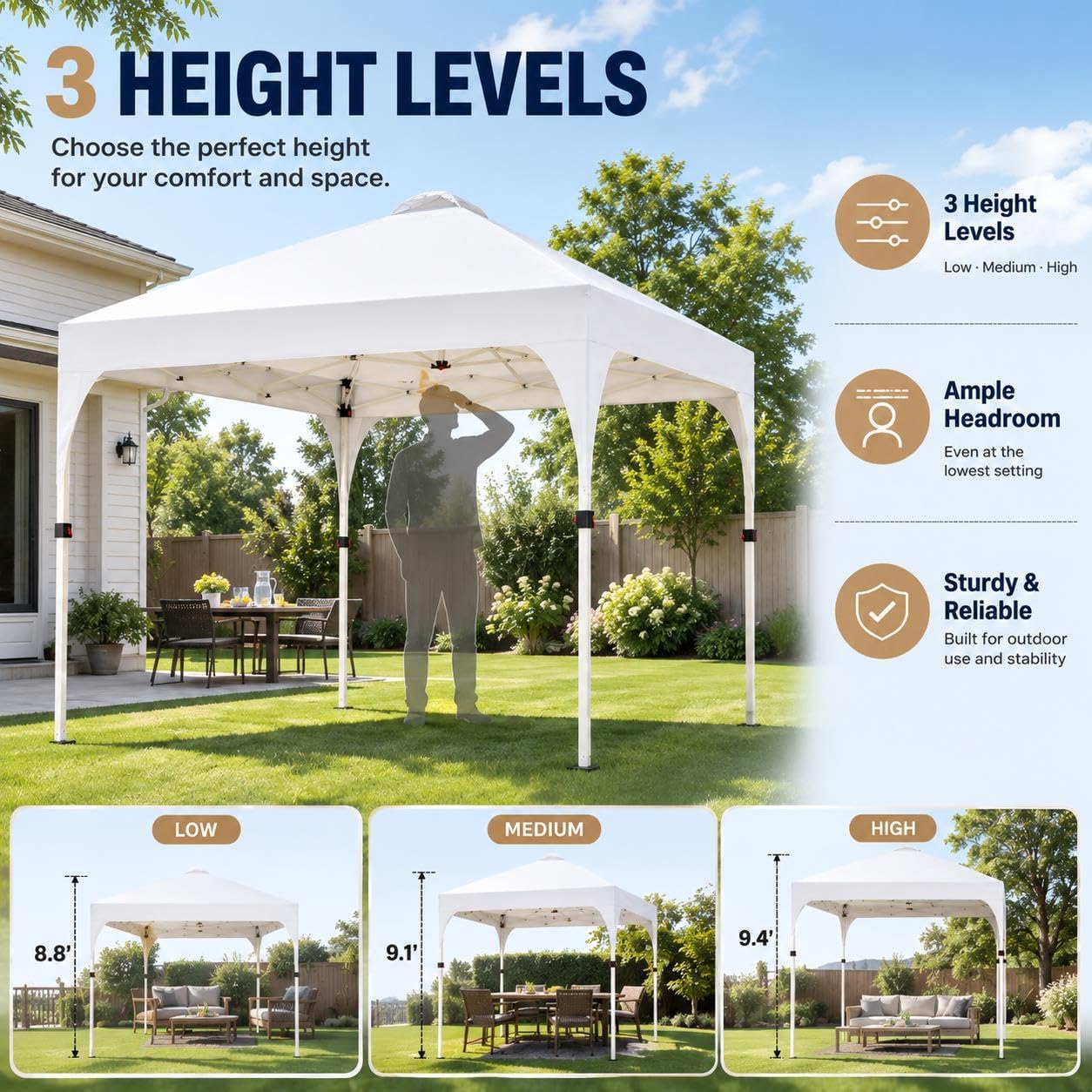 Yaheetech 10x10 Pop Up Canopy Tent for Outdoor Events, White