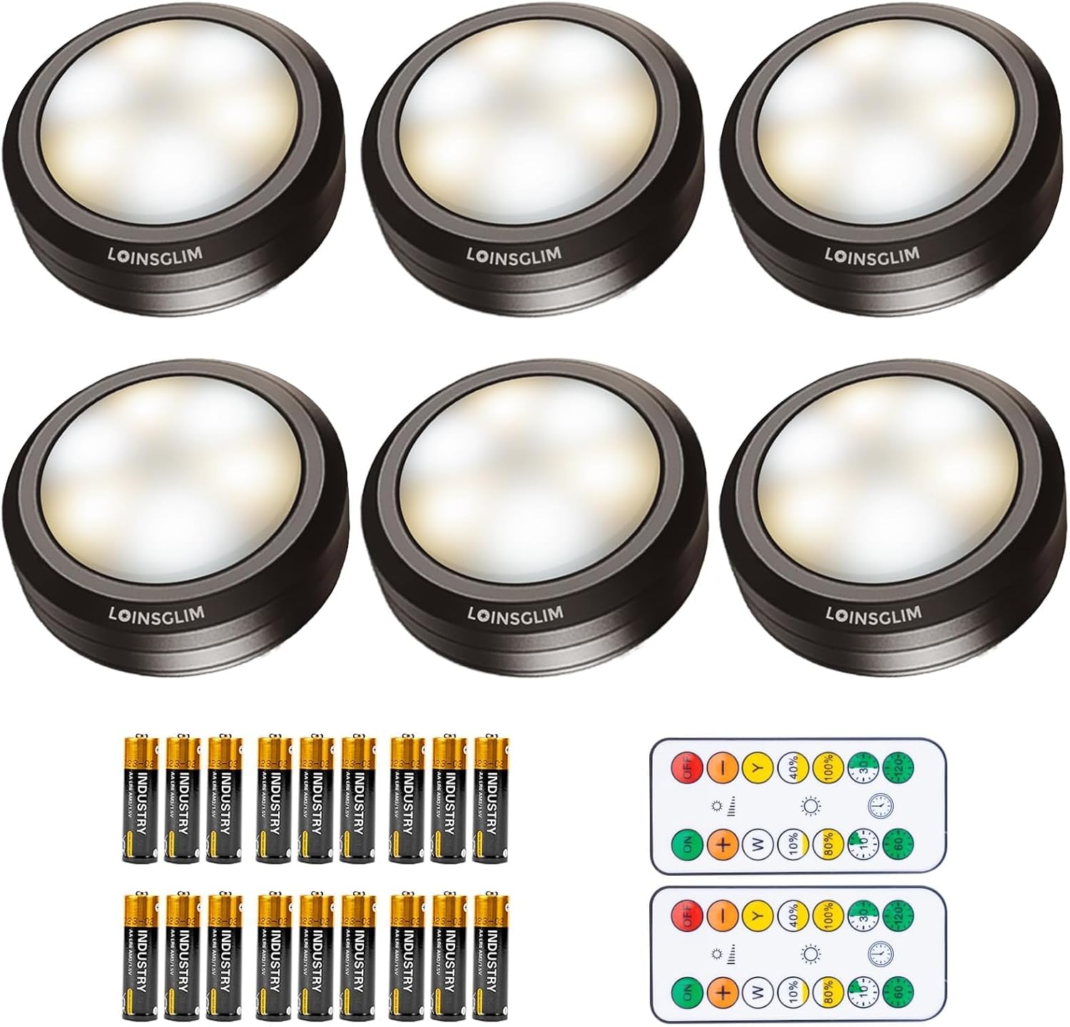 Puck Lights with Remote, Wireless LED Puck Light for Kitchen,Battery Operated Under Cabinet Lights, Under Counter Lighting Dimmable, Stick On Lights for Kitchen Shelf Counter Black (4pack)