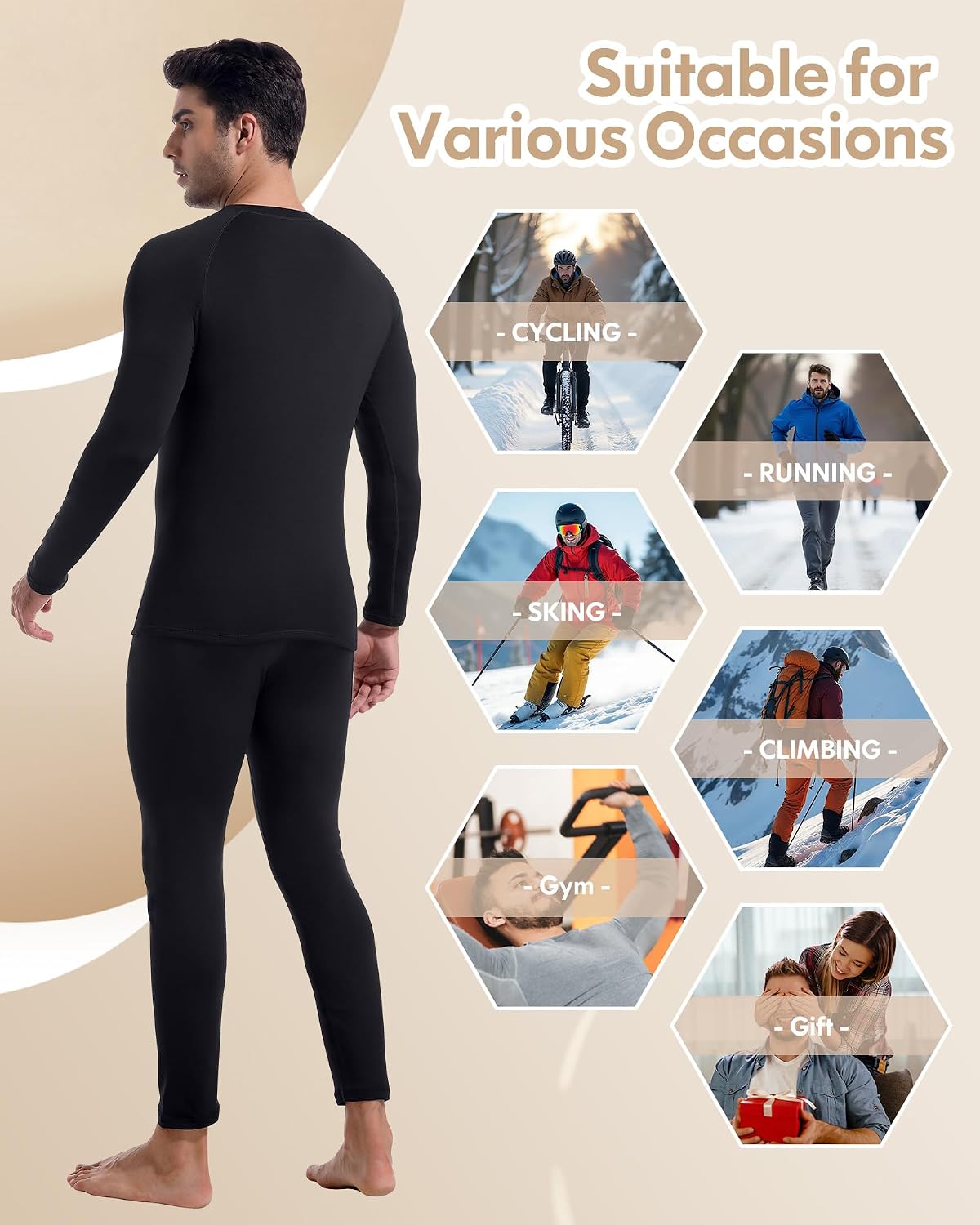 Mens Thermal Underwear Long Johns Sets Cold Weather Base Layer Shirts