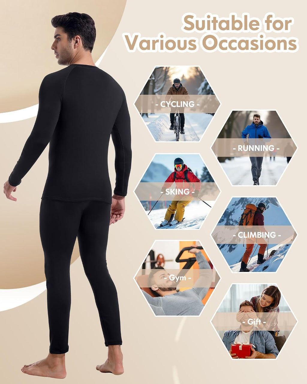 Mens Thermal Underwear Long Johns Sets Cold Weather Base Layer Shirts