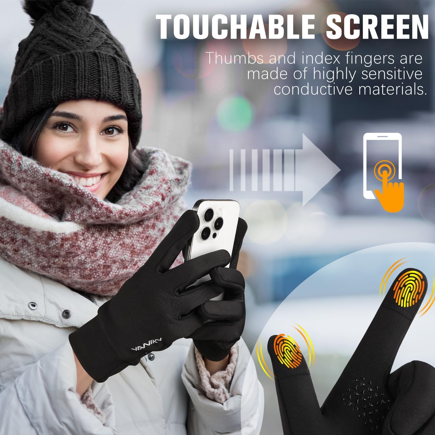 YANIKY Winter Gloves for Men Women: Windproof, Lightweight, Anti-Slip, Touch Screen, Sports Gloves for Running, Cycling, Driving, Hiking
