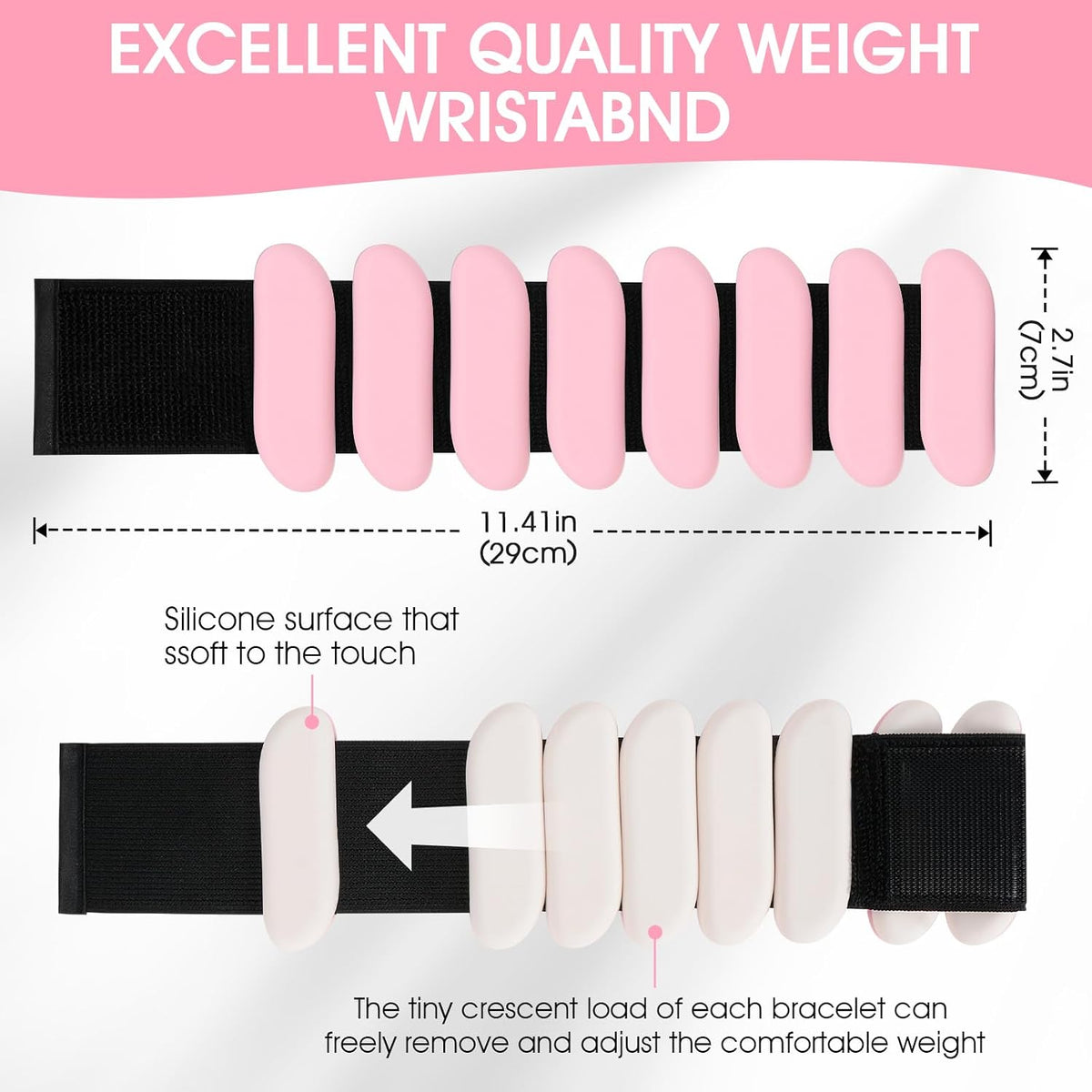 Wrist Weights, 2Pcs Wearable Wrist Ankle Weights for Women and Men, Adjustable Silicone Bracelets Suitable for Walking, Yoga, and Gym, Arm & Leg Workout, 2lb
