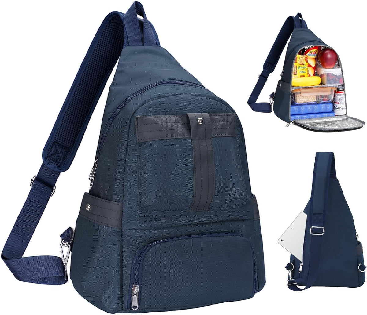 Crossbody Lunch Backpack, Double Deck Large Insulated leakproof Lunchbox