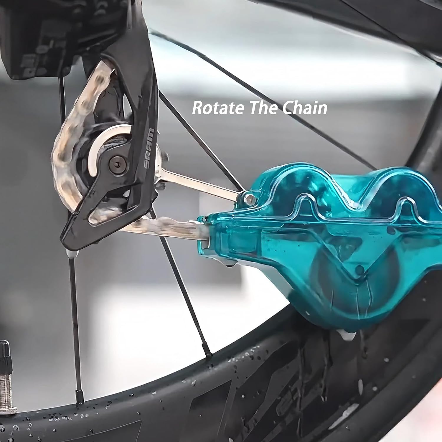 Bike Chain Cleaning Tool, Chain Scrubber with 360° Automatic Brushes, No Chain Removal Drivetrain Maintenance Kit for Mountain Bike,Road Bike,Ebike and Trail Bikes