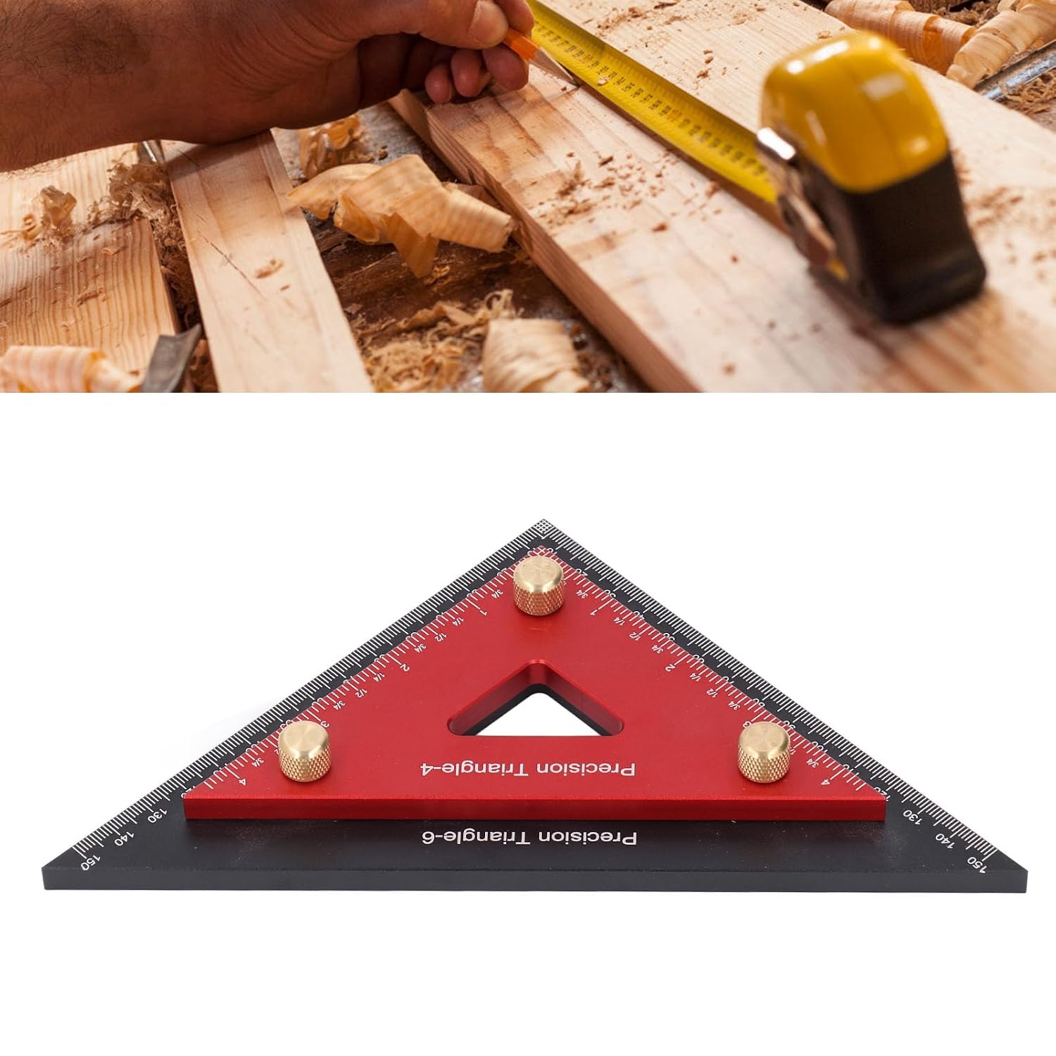 Double Triangle Ruler Detachable 4 Inch 6 Inch Aluminum Alloy Accurate Carpentry Square Tool for Woodworking Drafting Design