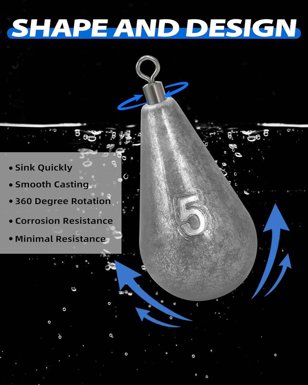 BLUEWING Casting Swivel Bell Sinkers Fishing Weights 1/2oz-8oz Drop Shot Dipsey Lead Saltwater