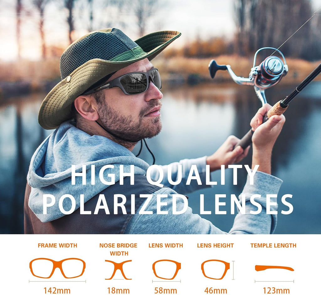 suoso Polarized Sports Sunglasses for Men: UV400 Protection Glasses Wrap Around Goggles for Driving Fishing
