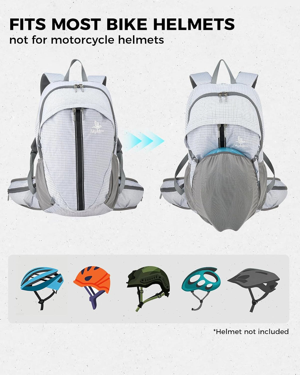 25L Hiking Backpack with Helmet Holder and Rain Cover, Lightweight Camping Travel Day pack Cycling Backpack for Women Men (White)