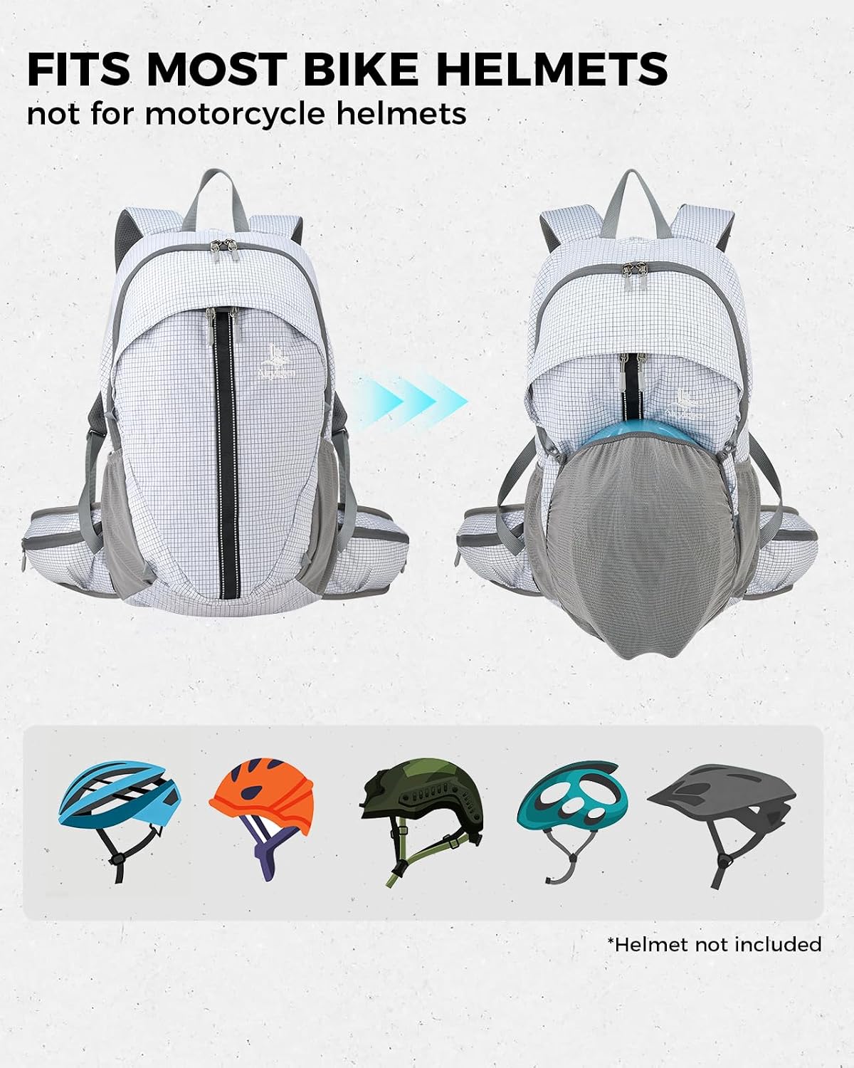 25L Hiking Backpack with Helmet Holder and Rain Cover, Lightweight Camping Travel Day pack Cycling Backpack for Women Men (White)