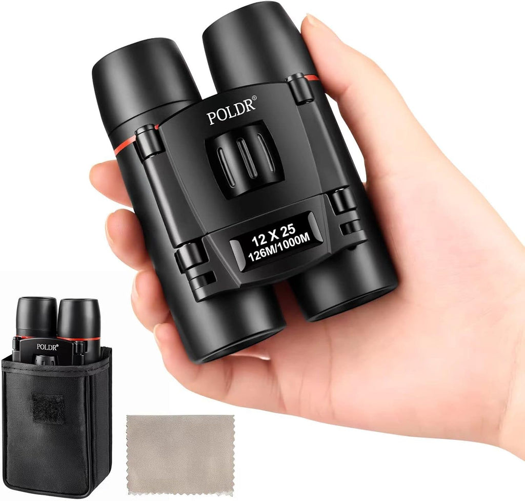 POLDR 12X25 Small Pocket Binoculars Compact for Adults