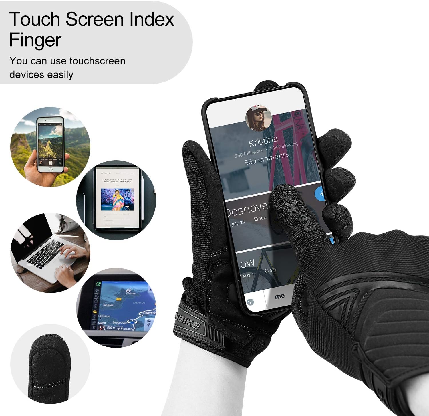 INBIKE Motorcycle Gloves Breathable Mesh Touchscreen Hard Knuckles