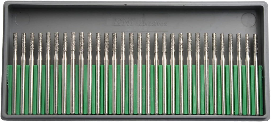 30Pcs 2.5mmDIA Cylinder,3mm Shaft,Diamond Stone Abrasive Burs Burr Grit Bits for Rotary Tool Grinding Head Jewelry Lapidary Woodworking (Cylinder 2.5mm)