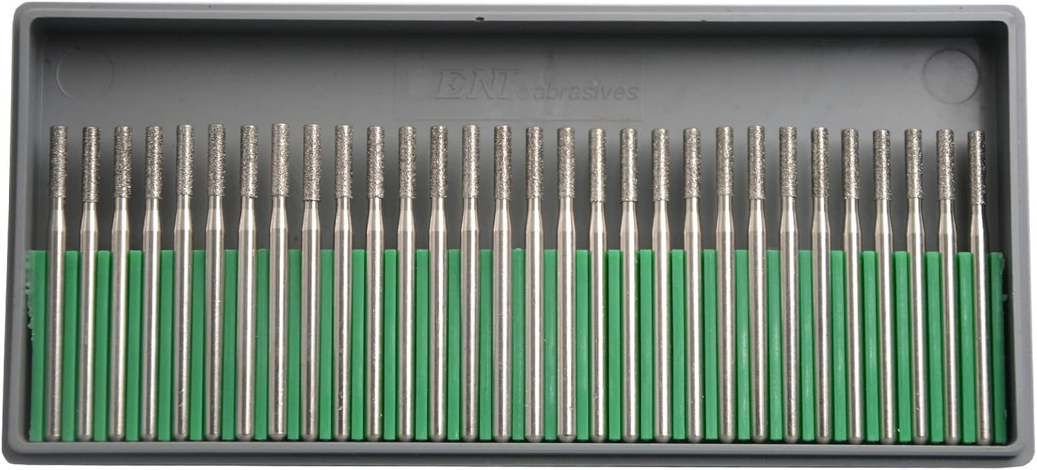 30Pcs 3mm Cylinder,3mm Shaft,Diamond Stone Abrasive Burs Burr Grit Bits for Rotary Tool Grinding Head Jewelry Lapidary Woodworking (Cylinder3mm)