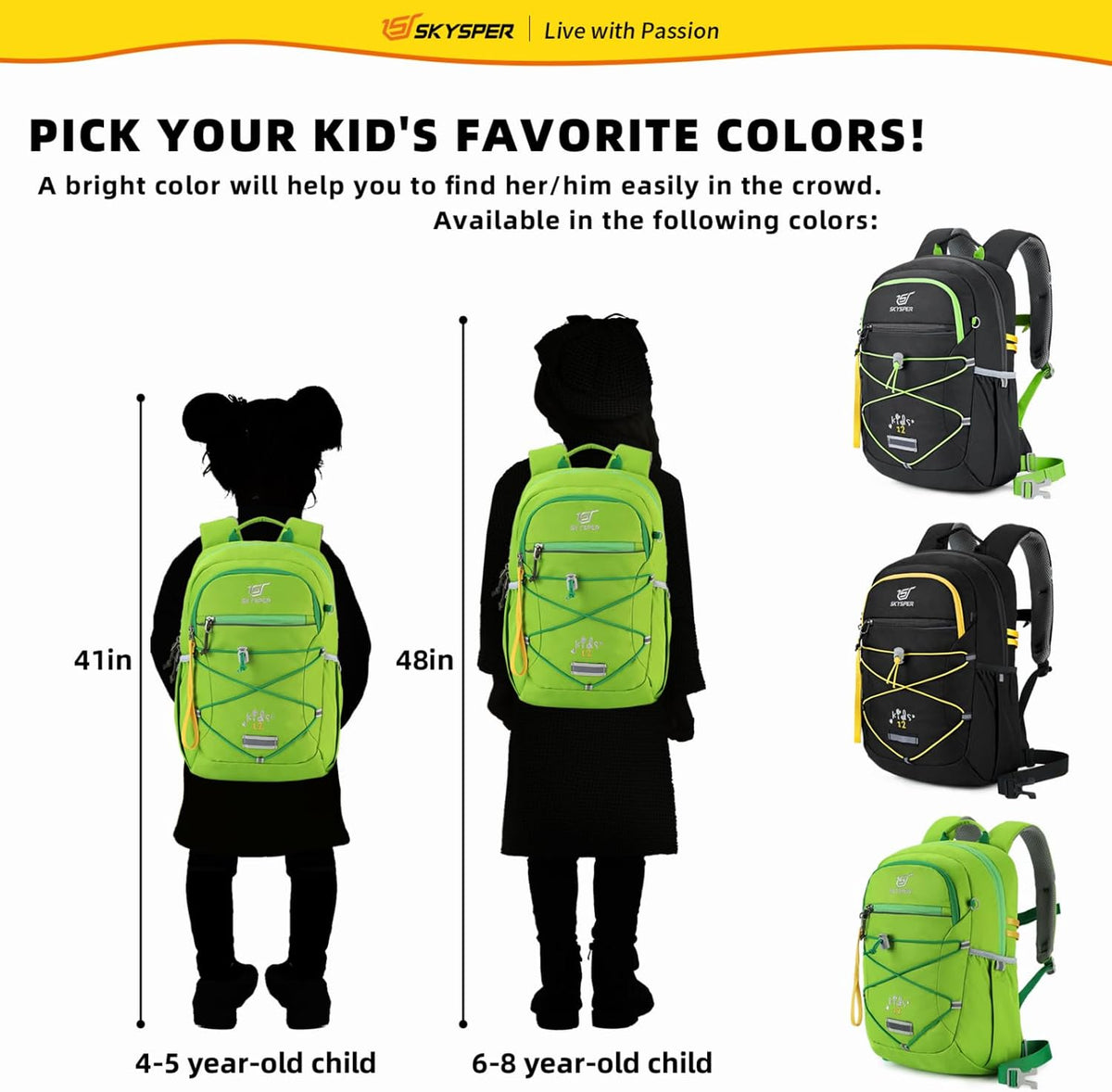 SKYSPER Kids Backpack 12L/18L Kids Travel Backpack Boy Girl for Ages 4-10