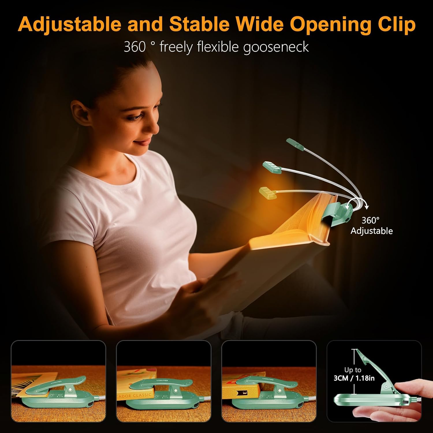 Gritin Rechargeable Book Light for Reading in Bed with 19 LED