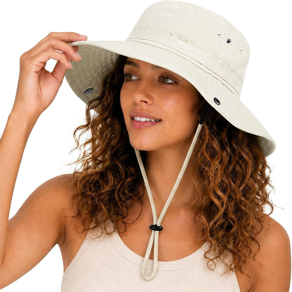 Womens Satin Lined Sun Hat UV Protection Washed Cotton Sun Hat with Satin Lining for Outdoor Beach Travel Hiking