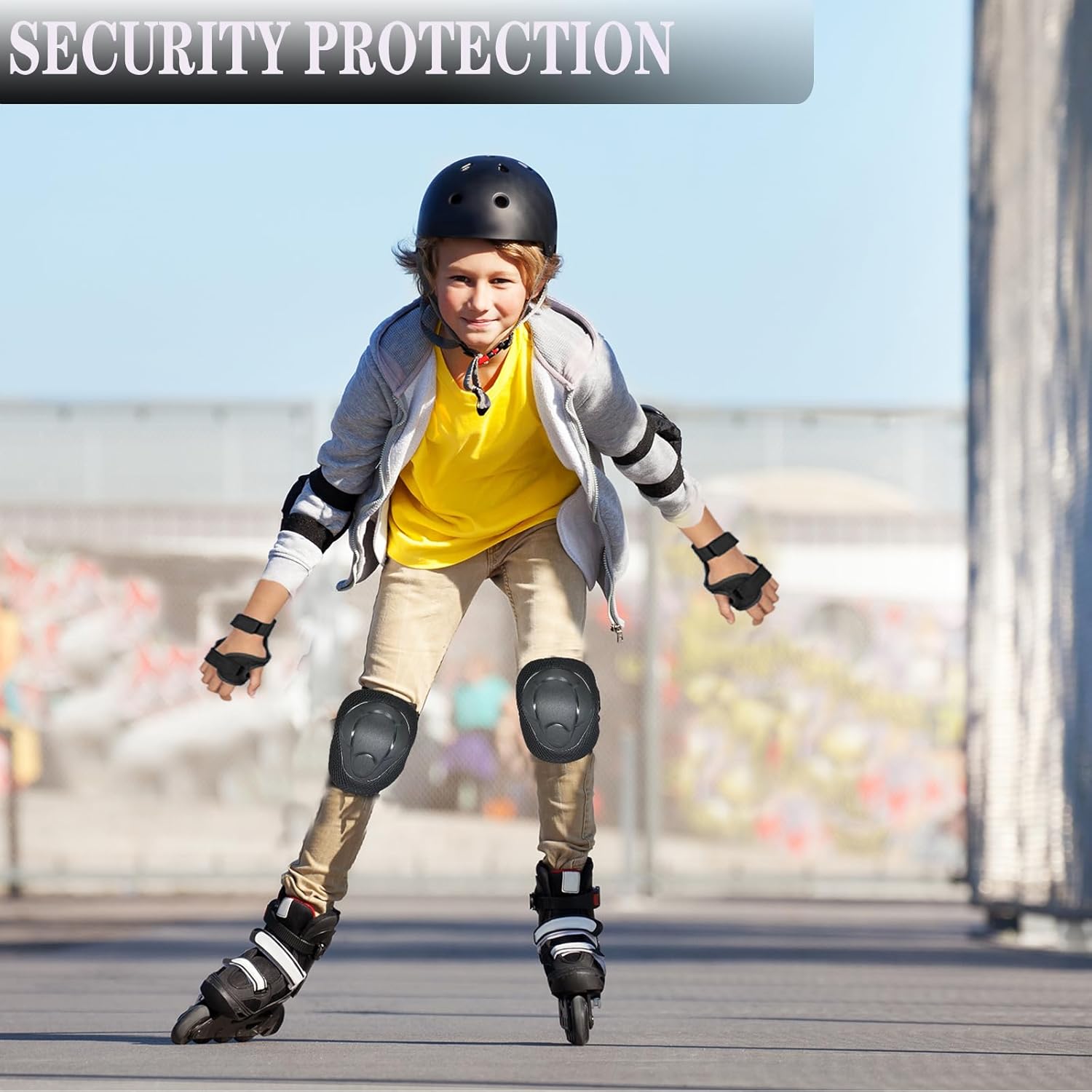 Kids/Youth Knee Pads and Elbow Pads Set for Kids 3-14 Years Boys Girls Protective Gear Set Adjustable Knee Pads, Elbow Pads, Wrist Guards Skateboard Skating Skiing Cycling Biking Running Scooter