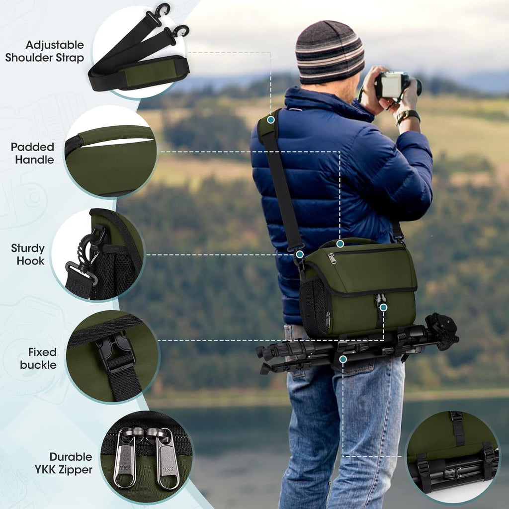 RAINSMORE Camera Bag, DSLR SLR Mirrorless Camera Case for Photographer