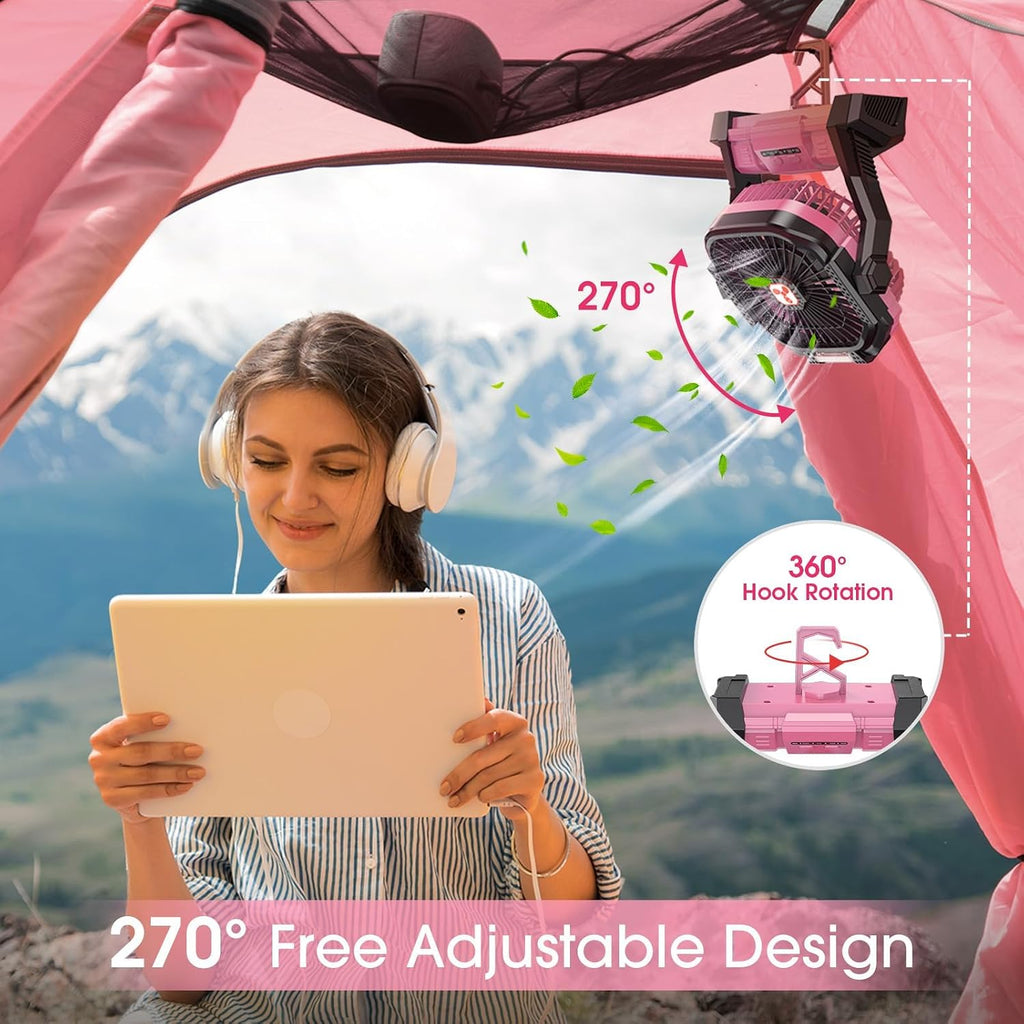 Portable Fan Rechargeable 20000mAh Cordless Battery Powered Camping Fan
