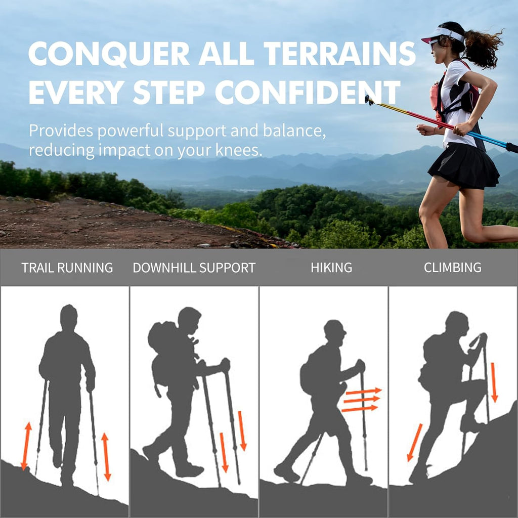 AONIJIE Collapsible Trekking Poles 2-Pack Walking Hiking Sticks for Running