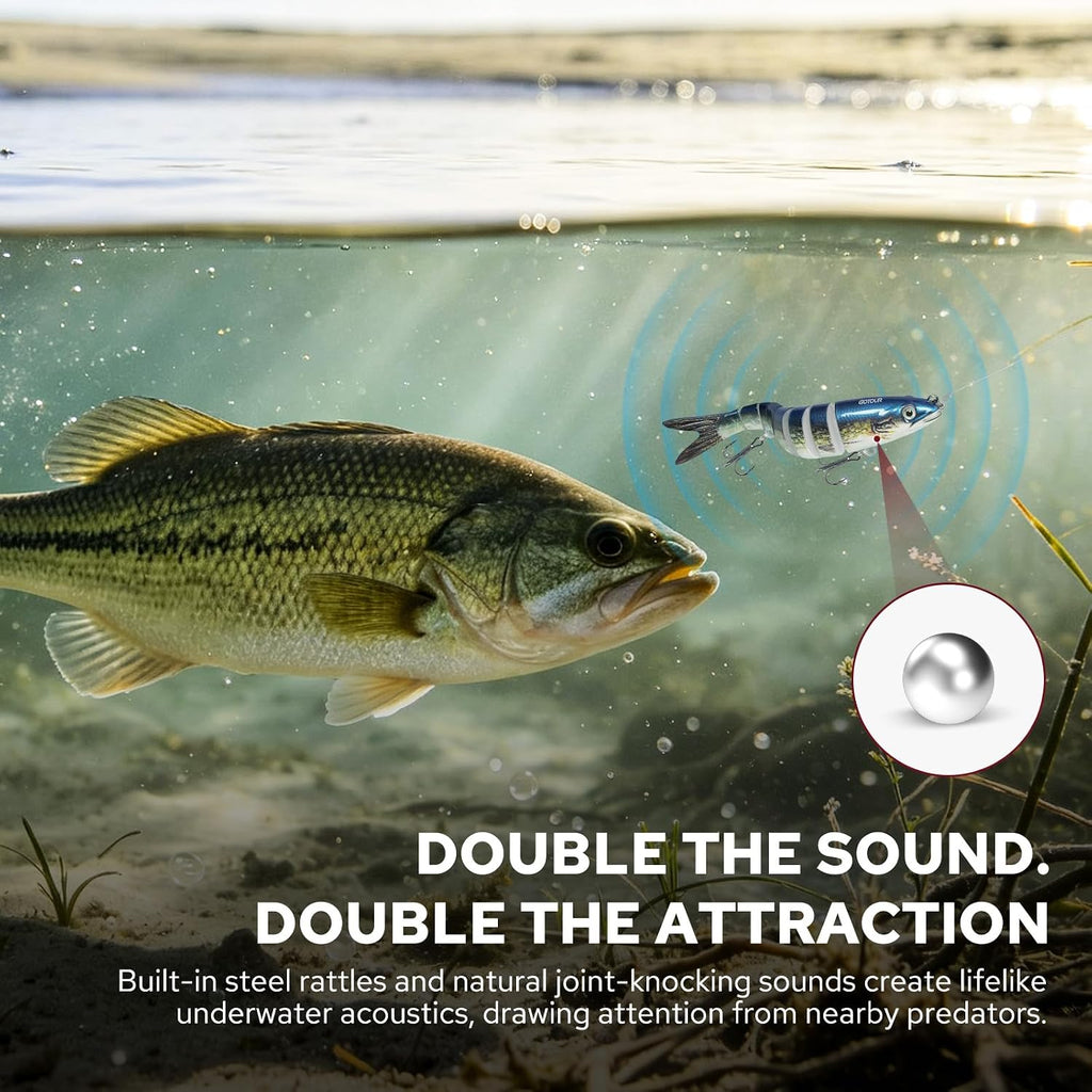 GOTOUR Jointed Swimbaits, Easy Catch Fishing Lures for Bass Trout Crappie