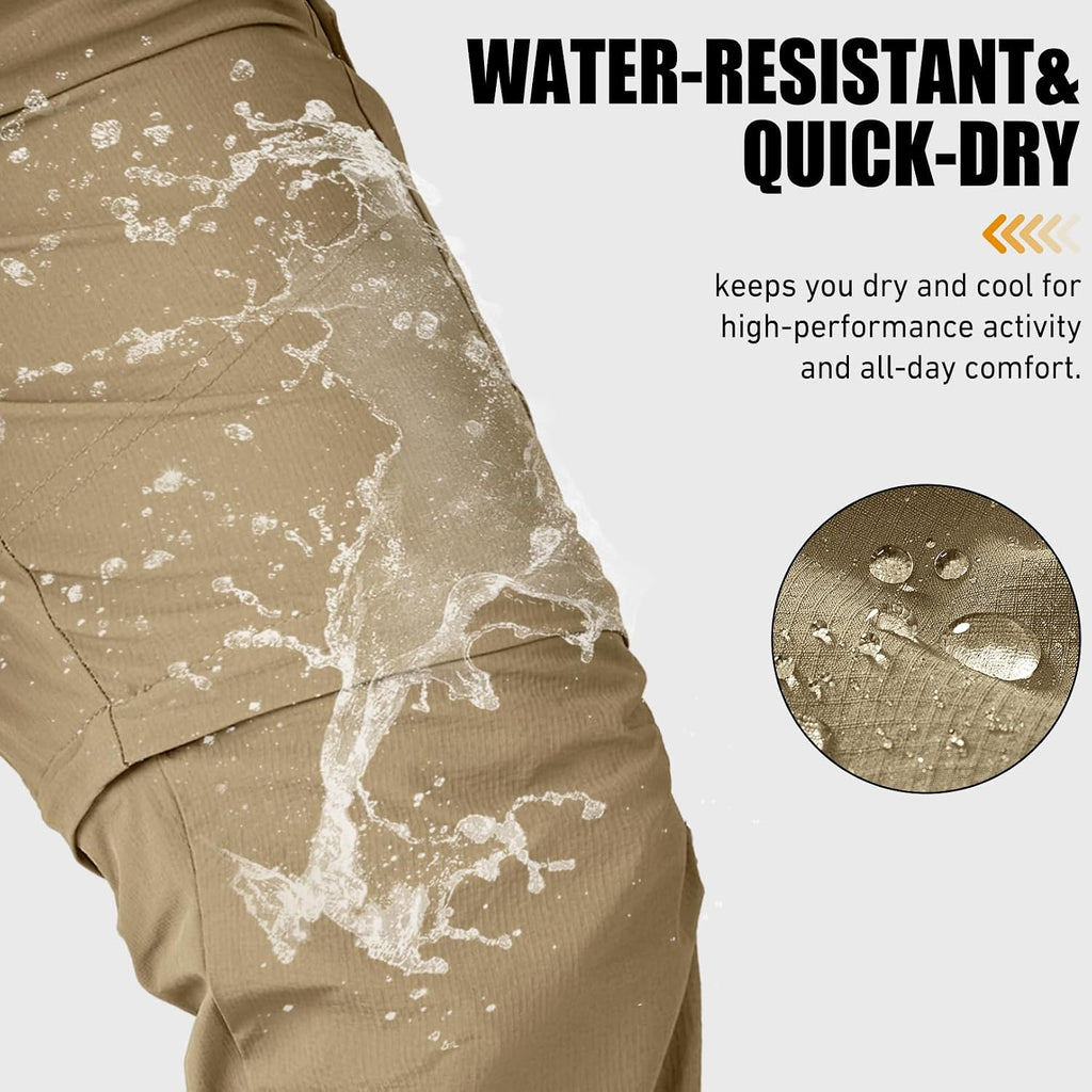 mixtiq Mens Hiking Convertible Pants Water-Resistant Quick Dry Pants