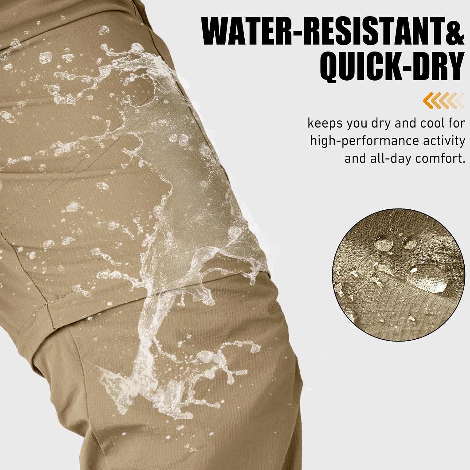 mixtiq Mens Hiking Convertible Pants Water-Resistant Quick Dry Pants
