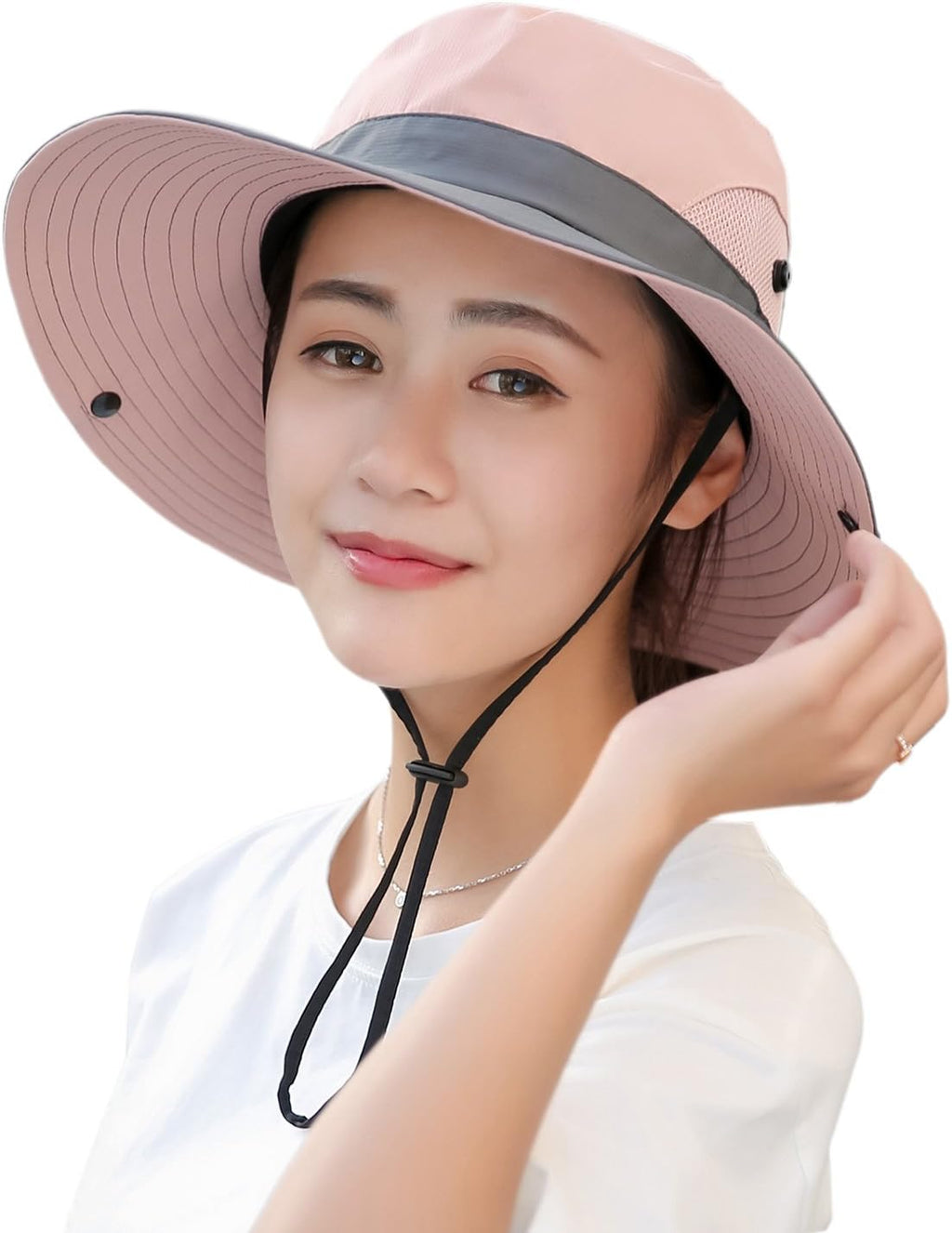 Muryobao Women's Ponytail Sun Hat UV Protection Foldable Mesh Wide Brim Beach Fishing Hat