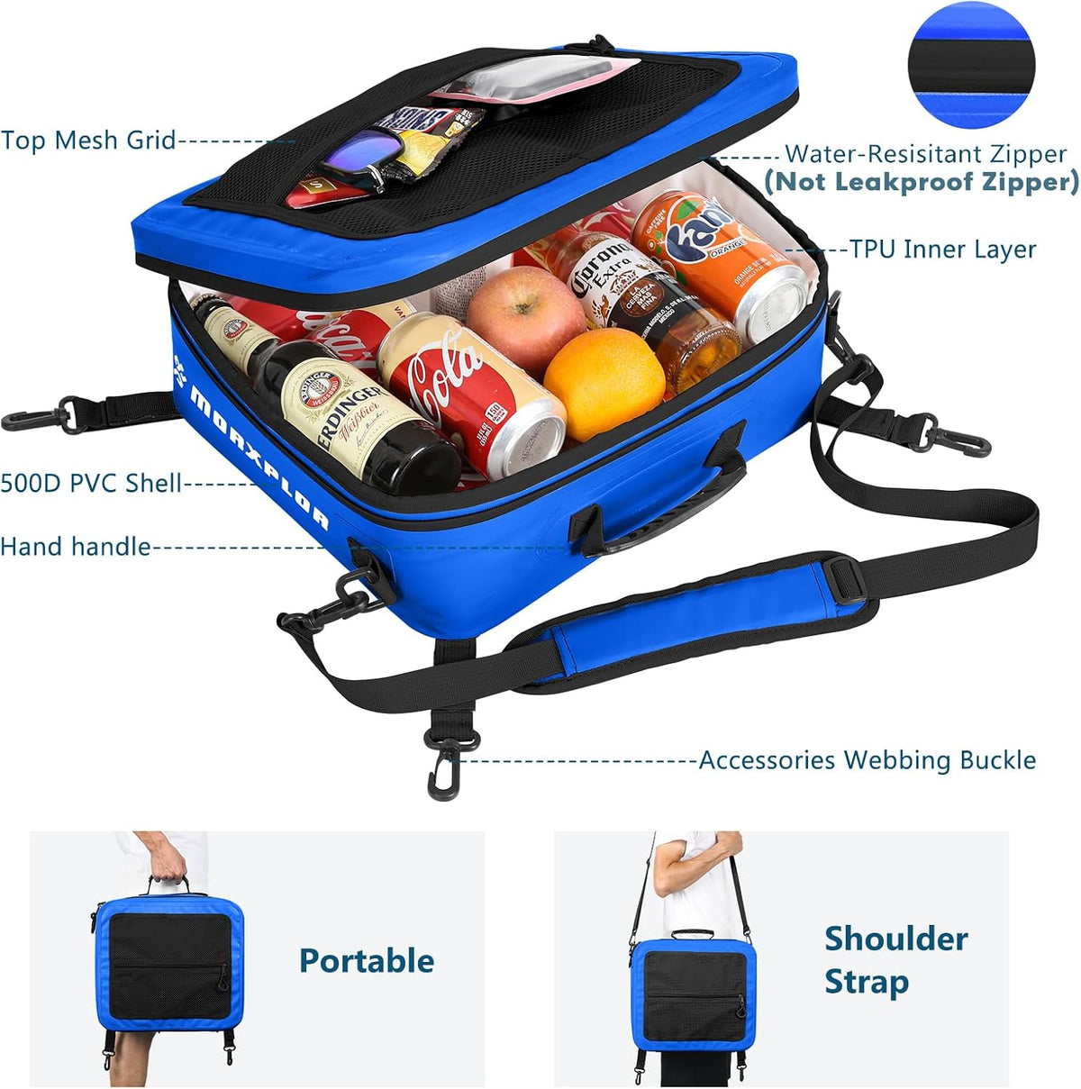 MORXPLOR Waterproof PVC Paddleboard Cooler Deck Bag - 12 Can Soft Insulated Cooler for Paddleboarding, Camping, Kayaking