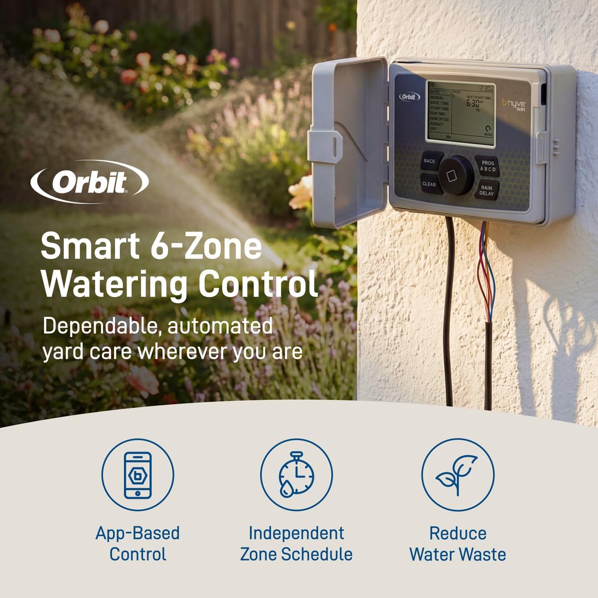 Orbit B-hyve Smart Sprinkler Controller, 6-Zone - 57946