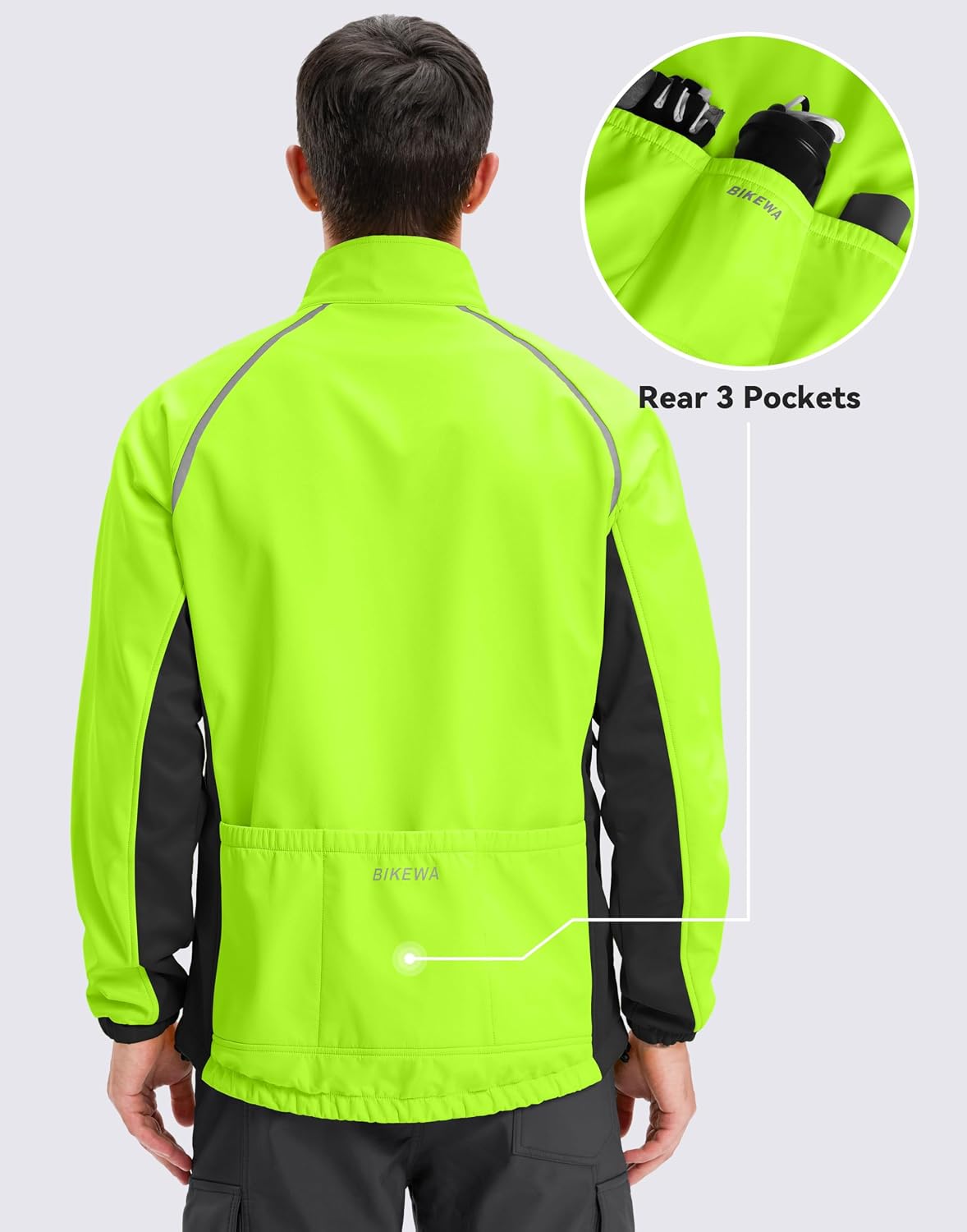 Bikewa Men's Winter Cycling Jackets Thermal Warm Water Resistant Bike Running Windproof Jacket