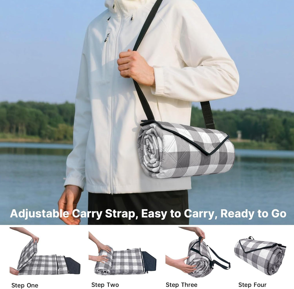 TigeJoy Extra Large Picnic Blanket Waterproof Beach Blanket 80''x80''