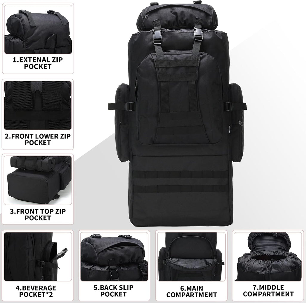 King'sGuard 100L Camping Hiking Backpack Molle Rucksack Military Camping Backpacking Daypack