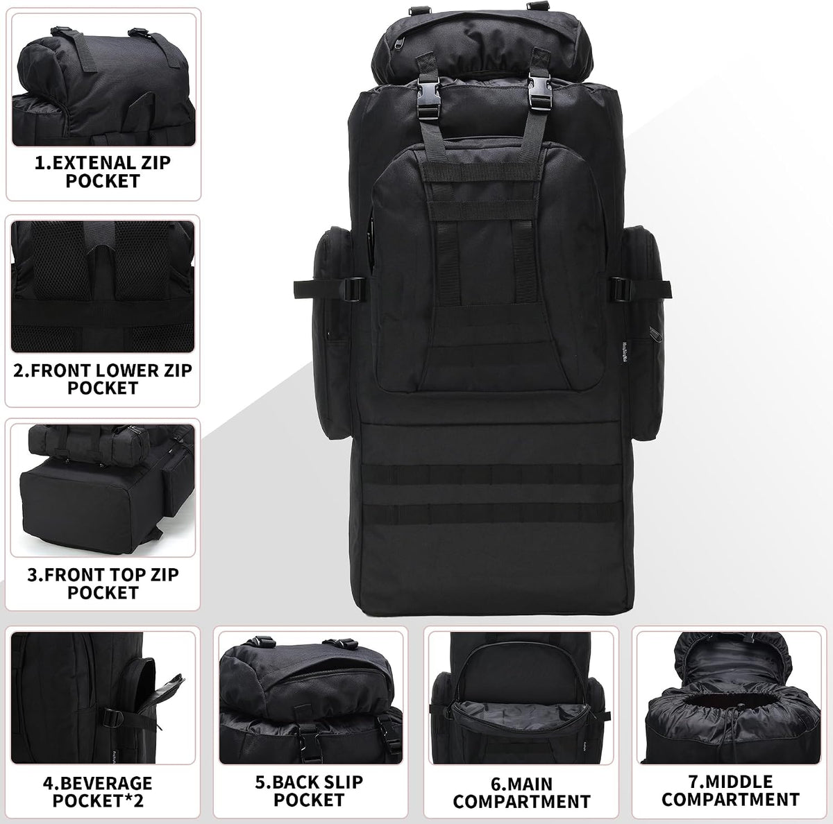 King'sGuard 100L Camping Hiking Backpack Molle Rucksack Military Camping Backpacking Daypack