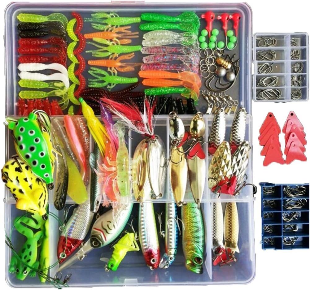 Topconcpt 275-Piece Fishing Lure Kit - Frogs, Spoons, Grasshoppers - for Bass, Trout, Salmon