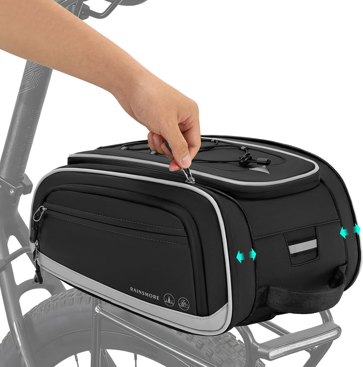 RAINSMORE Bike Bags for Bicycle Rear Rack 15L-23L Expandable Bike Trunk Bag