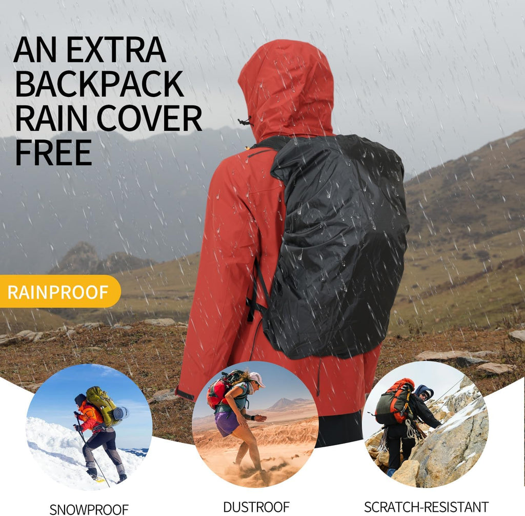 IX INOXTO Hiking Backpack for Men and Women, 30L Waterproof Camping Backpack with 3L Water Bladder and Rain Cover, Lightweight Outdoor Sport Travel Daypack Rucksack for Climbing Cycling (Black)