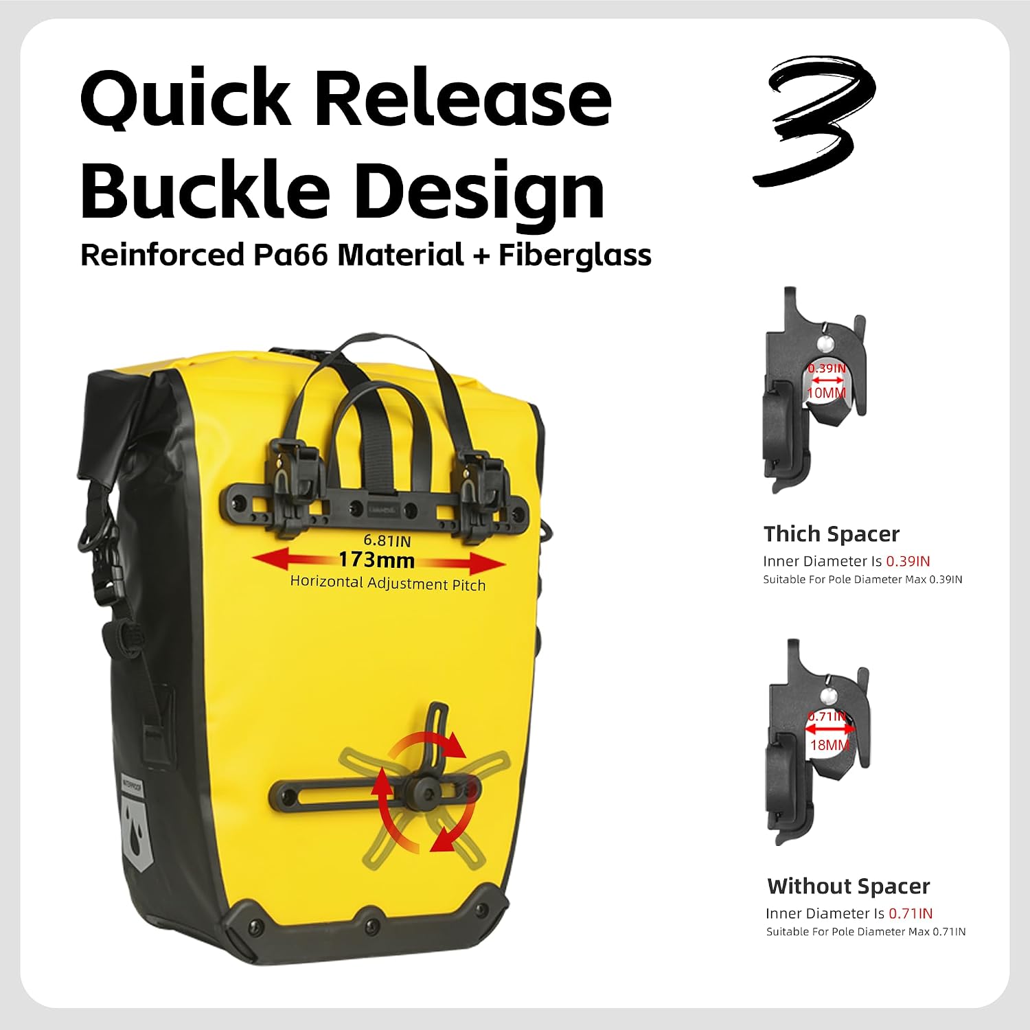 Rhinowalk Bike Bag Waterproof Bike Pannier Bag for Bicycle Cargo Rack Saddle Bag Shoulder Bag Laptop Pannier Rack Bicycle Bag Professional Cycling Accessories