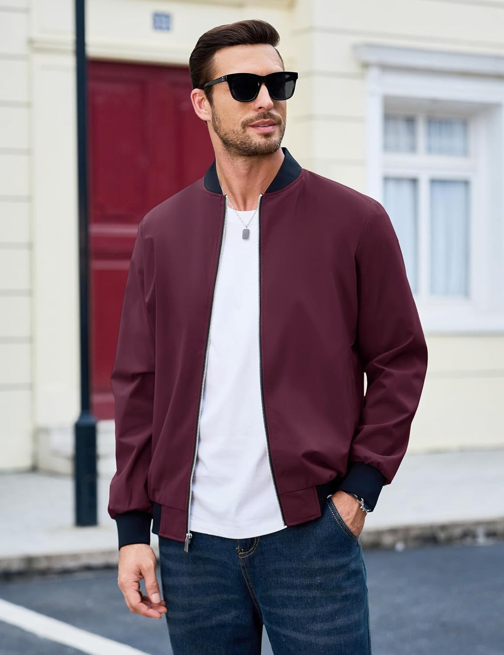 MAGCOMSEN Men's Bomber Jacket Lightweight Full Zip Windbreaker Jackets