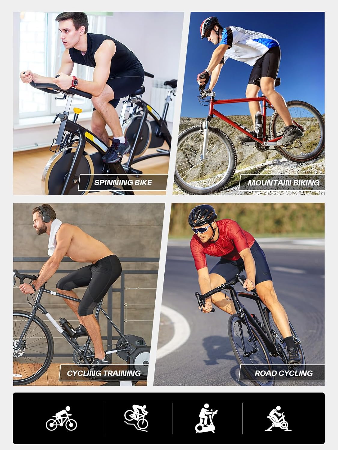 Sportneer Padded Bike Shorts for Men 4D Padding Mens Bicycle Cycling Biking Shorts UPF 50+ Breathable