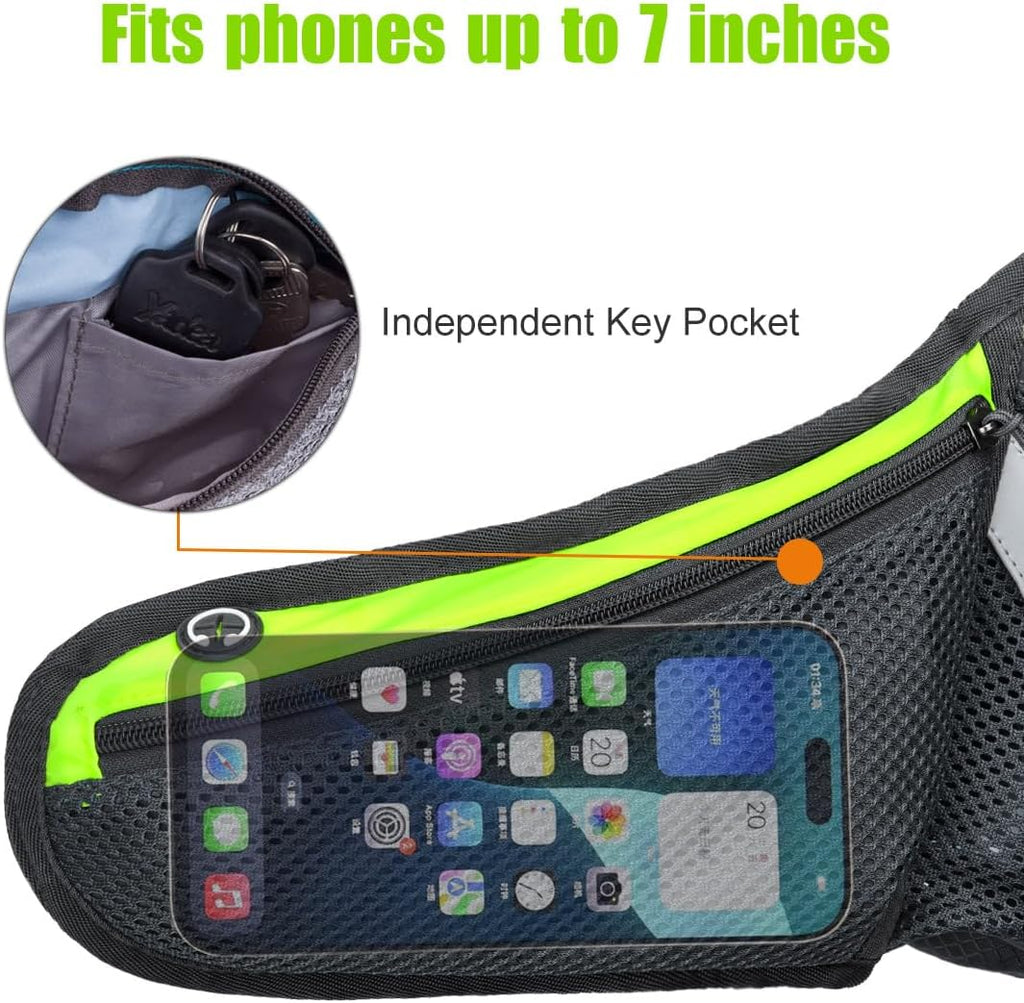 PYFK Running Belt Hydration Waist Pack with Water Bottle Holder for Men Women Waist Pouch Fanny Bag Reflective