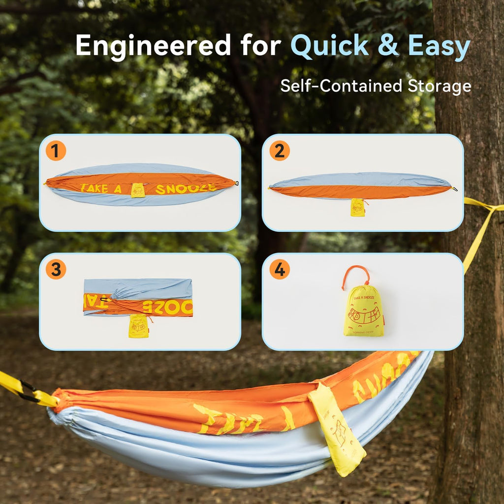 Morning Deer Double Portable Hammock with Tree Straps