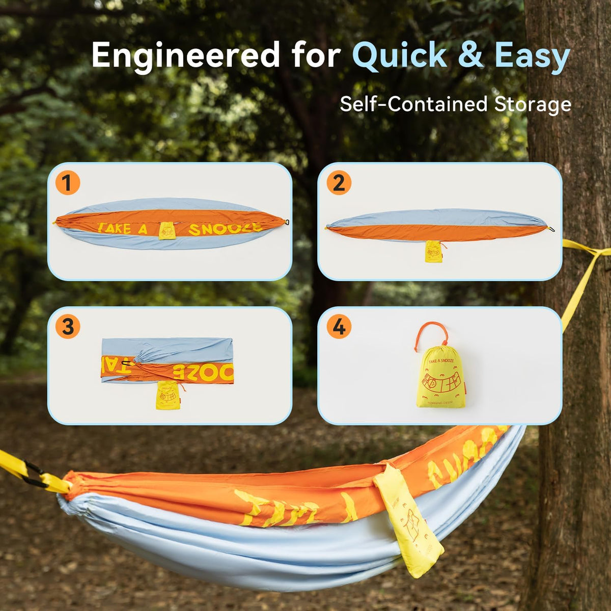 Morning Deer Double Portable Hammock with Tree Straps