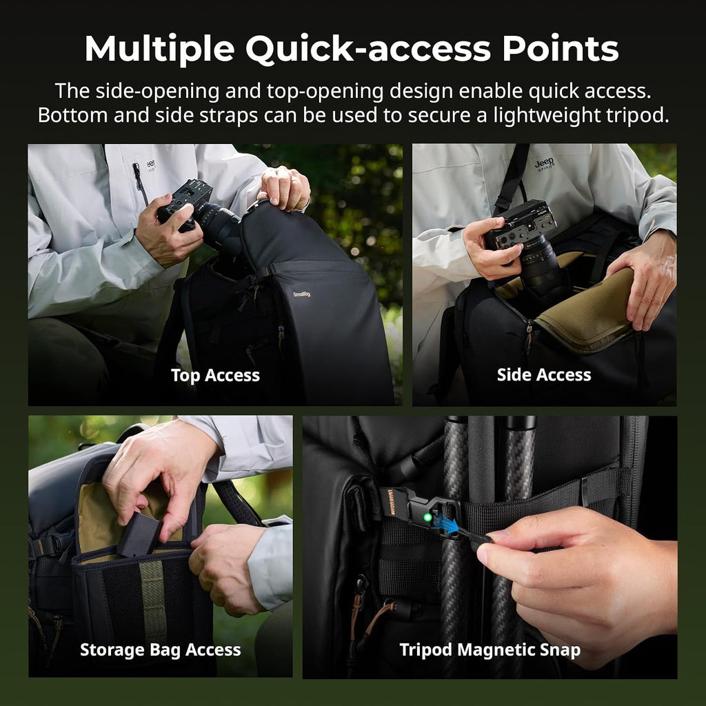 SMALLRIG Outra 25 Camera Backpack, 25L Professional DSLR/Mirrorless Bag for Sony/Canon/Nikon, Breathable Back Panel, Tripod Mount Travel & Photography Bag with 3 Accessory Pouch, Rain Cover
