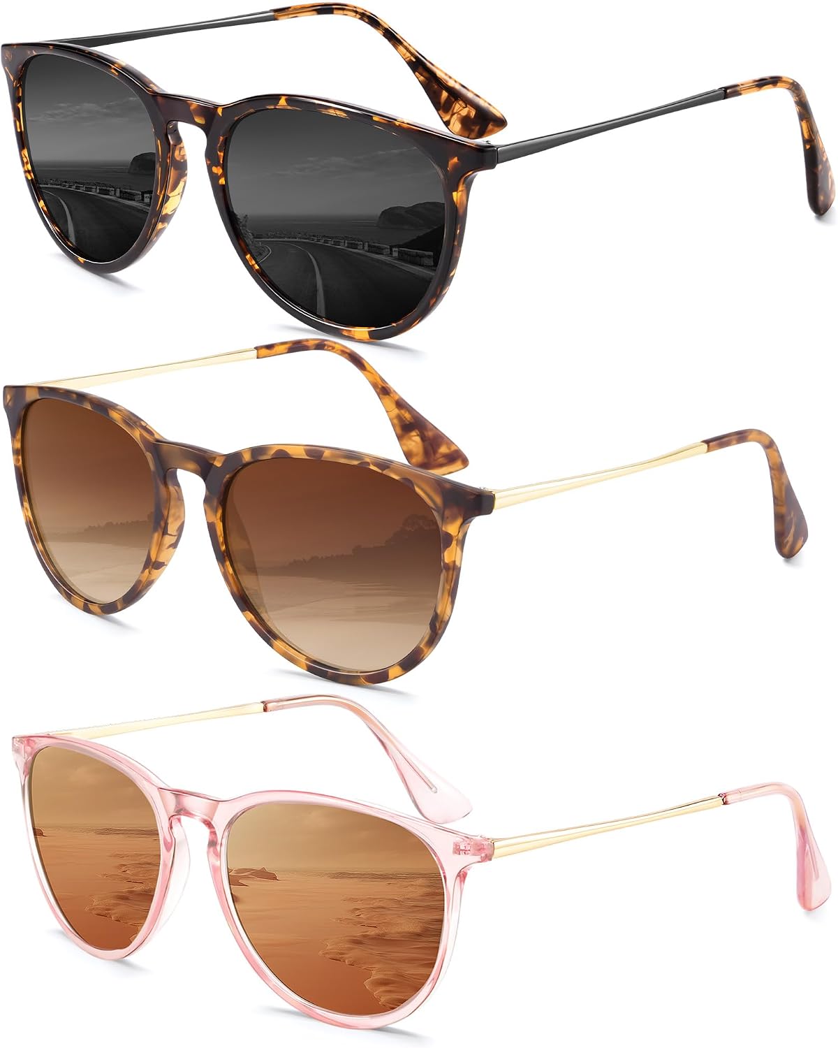 Sunglasses Womens Polarized Trendy Retro Round Sun Glasses with UV400