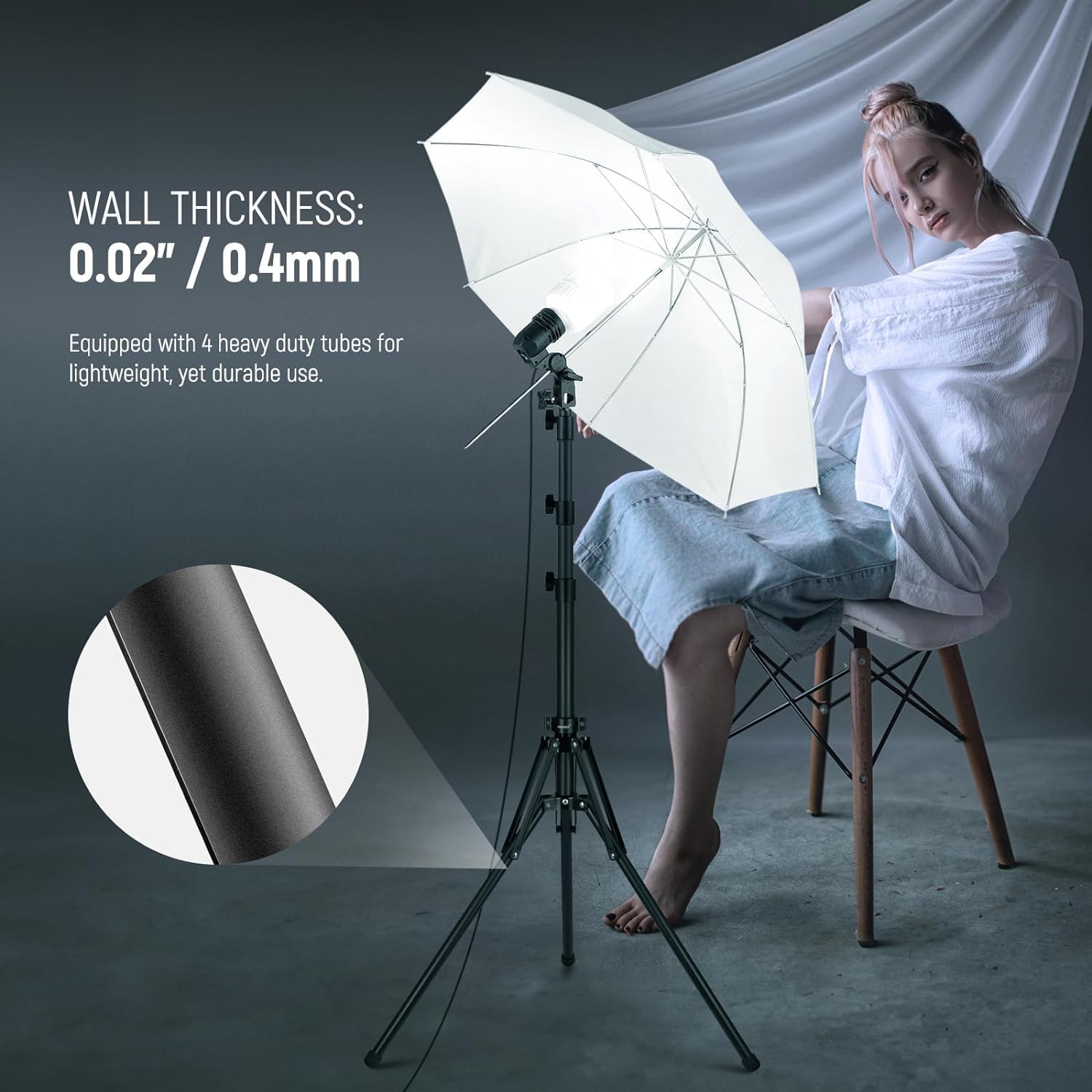 NEEWER Light Stand All Metal with 180° Reversible Legs, 70"/178cm Portable Travel Tripod Stand 1/4" Screw & 5/8" Stud for Indoor Outdoor Photography Speedlite Strobe Ring Light Softbox, ST178R, Black