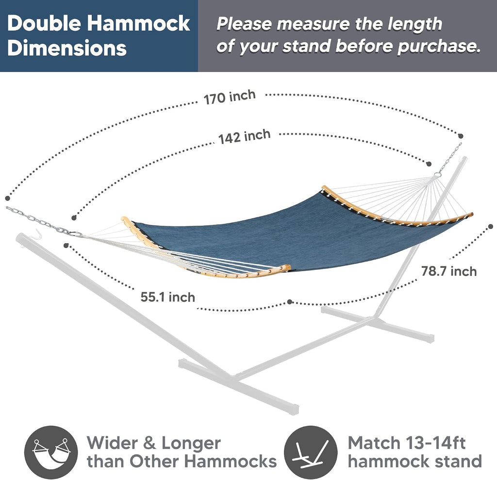 SUNCREAT Heavy Duty Hammock for Poolside, Garden, Backyard, Patio, Navy