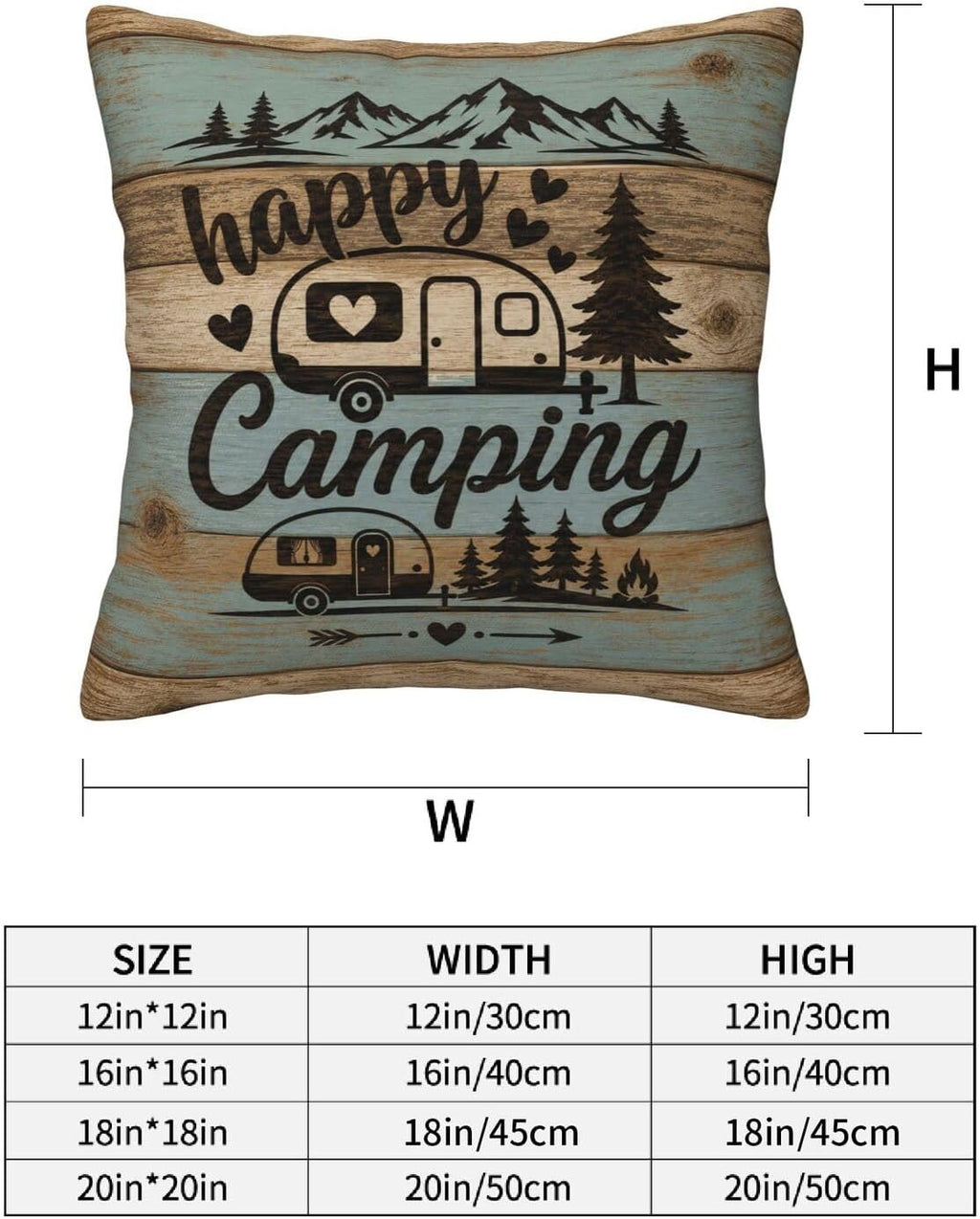 Camping Decorative Throw Pillow Covers 18x18 Inch Set of 4