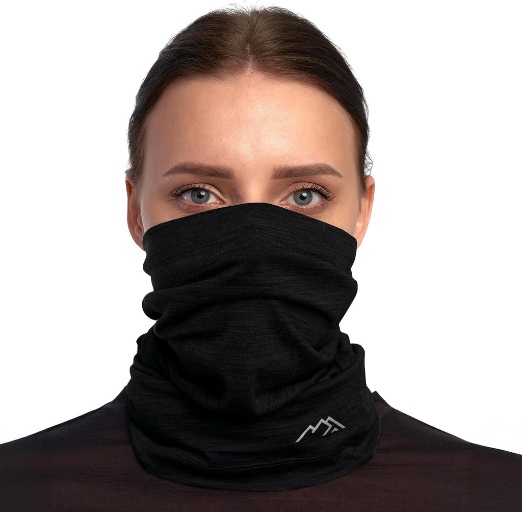 100% Merino Wool Neck Gaiter, 17.5um Face Mask, Unisex Neck Warmer 1-2 Pack